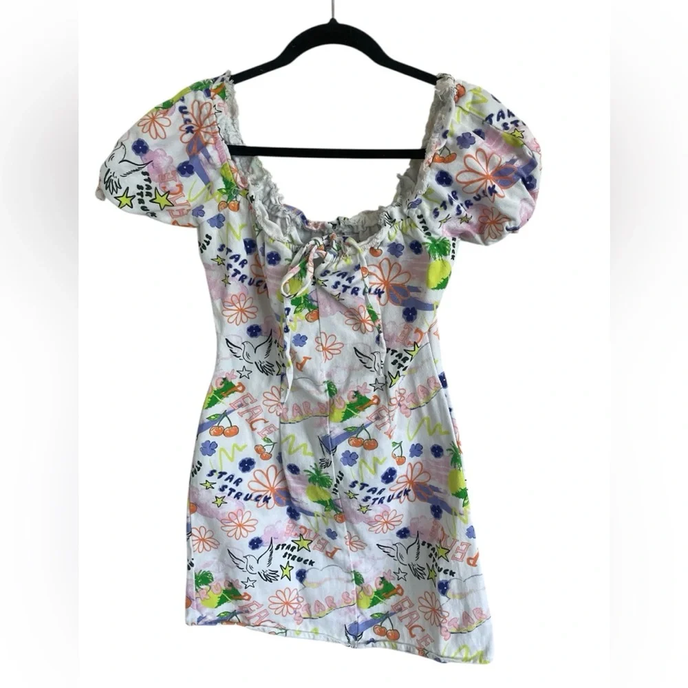 ASOS Design 90s Style Bright Peace Print
Square Neck Twill Mini Dress - Picture 2 of 7